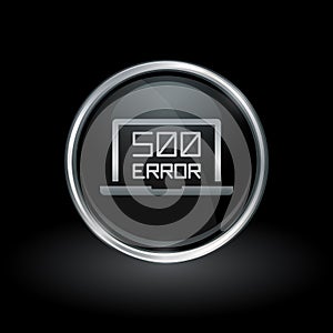 Internal server error icon inside round silver and black emblem